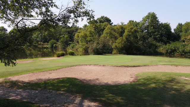 A sunny day view of a hole at Carlyle Lake Golf Club.