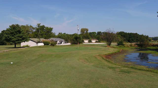 A view of a green with water coming into play at Carlyle Lake Golf Club.