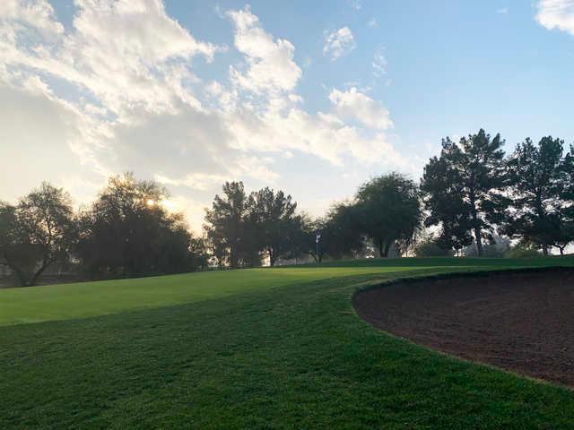 Sunrise view of the 9th green at Springfield Golf Resort.