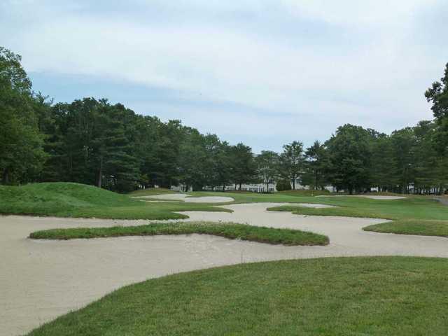 The 15th hole on the Pines Course at Seaview resort has plenty of bunkers.