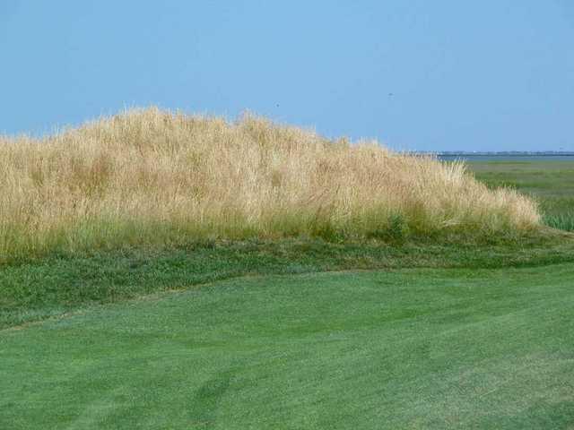 The bunkers on the Bay Course at Seaview resort are lined with thick fescue grasses.