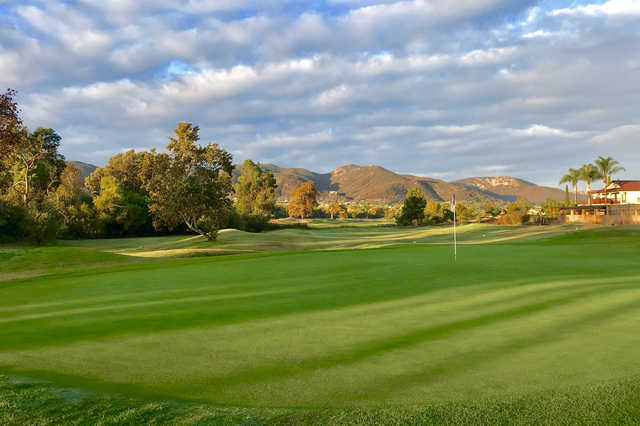 A view of a hole at Carlton Oaks Golf Club.