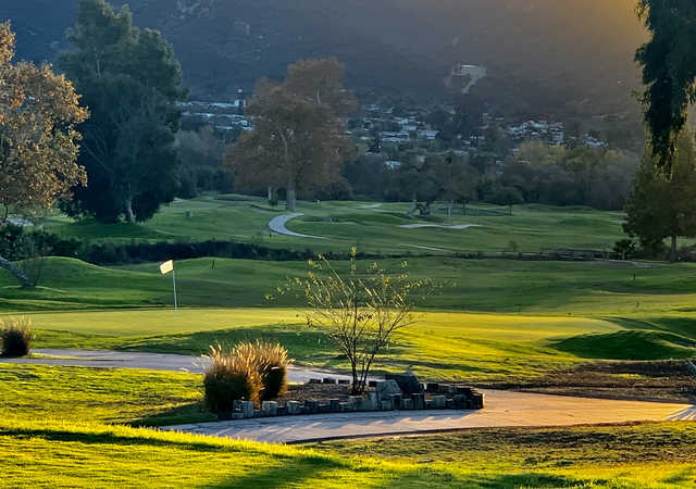 A view of a hole at Carlton Oaks Golf Club.