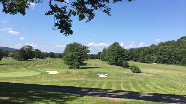 A sunny day view from The Lynx at River Bend Golf Club.