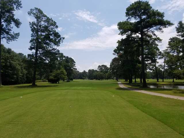 A sunny day view from a tee at Washington Yacht & Country Club.