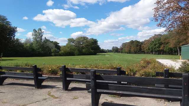 A view of a tee at Marquette Park Golf Course.