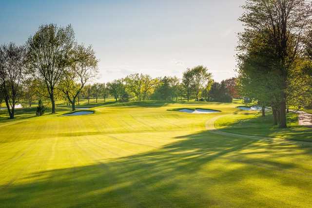 A view of green #3 at Baer Course from Schaumburg Golf Club.