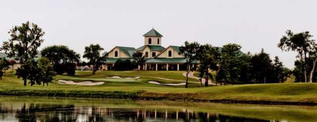 A view of hole #9 and the clubhouse at Gentle Creek Golf Club.