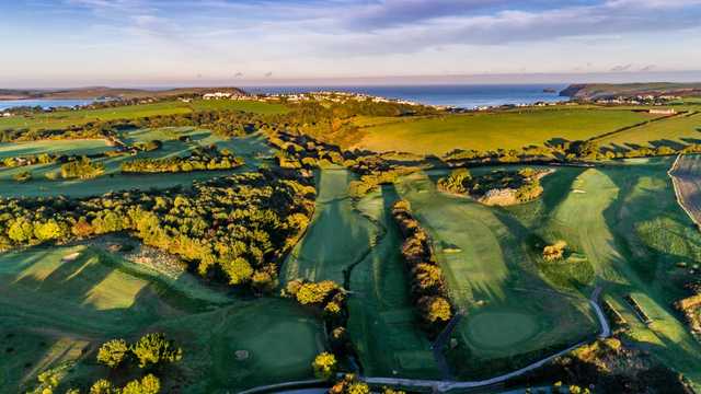 Aerial view of the The Point at Polzeath.