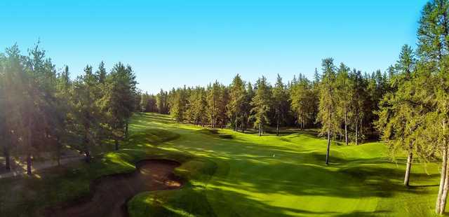 A view of a green at Athabasca Golf and Country Club.