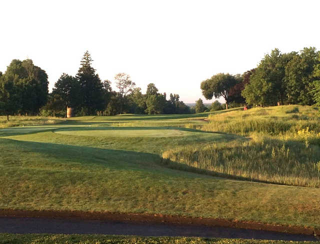 A view of a tee at The Orchards Golf Club.
