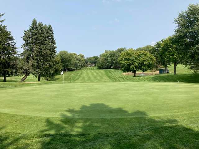 Looking back from a green at Arrowhead Golf Club.