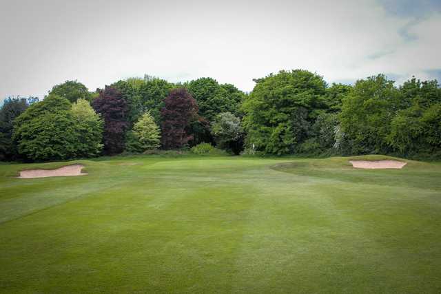 A view of the 1st green at Hallowes Golf Club.