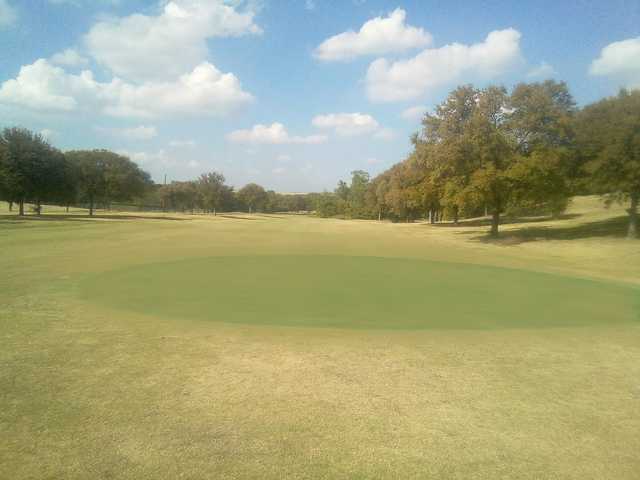 View of a temporary green at Woodhaven Country Club.