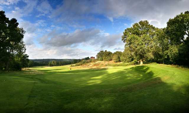 A view of the 9th hole at Reigate Hill Golf Club.