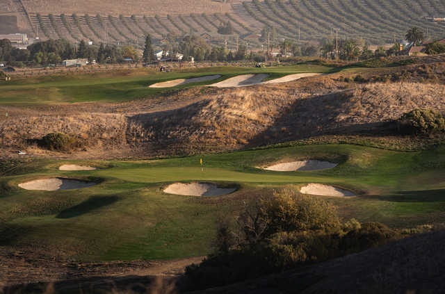 A view of a well protected green at Poppy Ridge Golf Course.