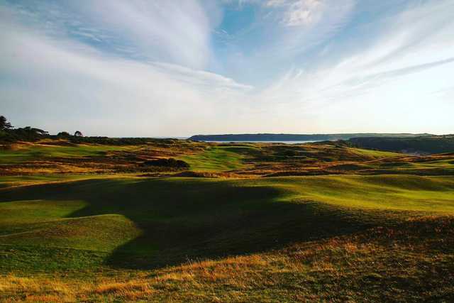 A view of the 10th hole at Pennard Golf Club.