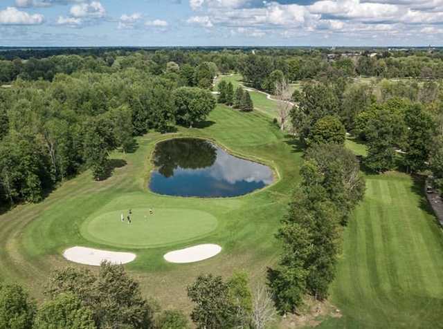 Aerial view of the 6th green from Perth Golf Course.