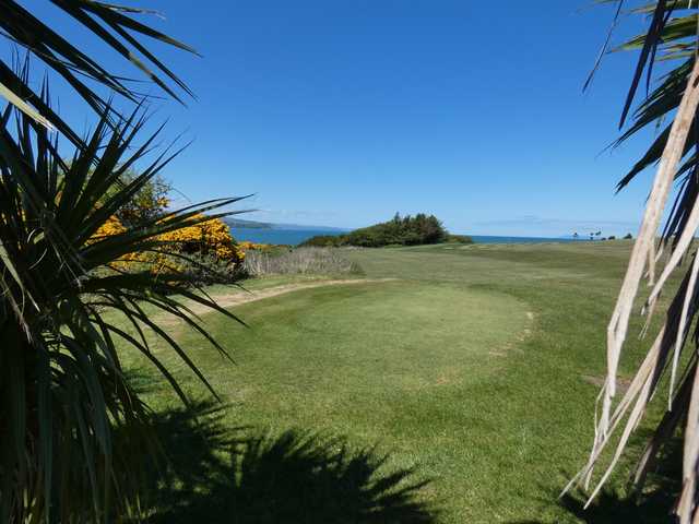 A view of a tee at Larne Golf Club.