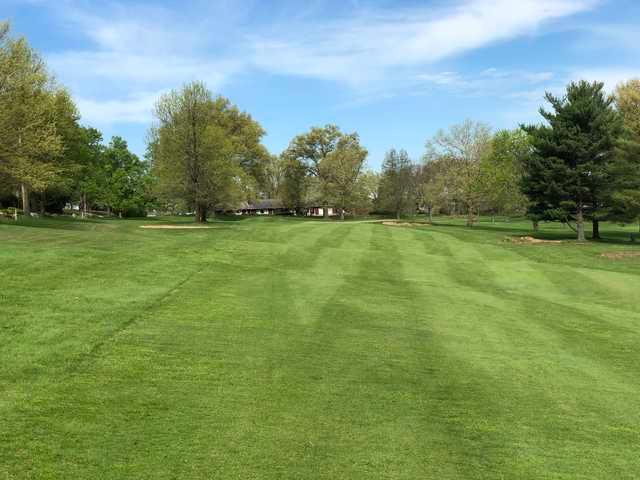 A view of a hole flanked by bunkers at Uniontown Country Club.