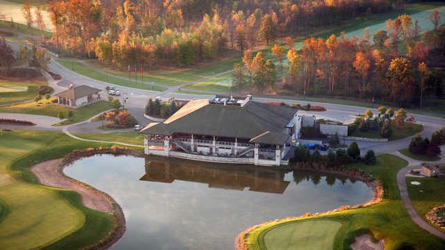 Aerial view of the clubhouse at Legends on the Niagara Golf Course.