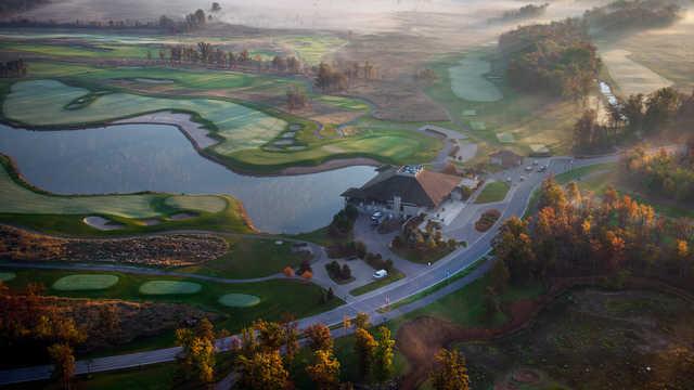 Aerial view of the 9th and 18th hole from the Battlefield at Legends on the Niagara Golf Course