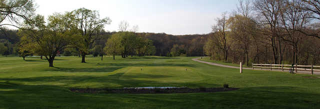 A view of a tee at Harrison Park Golf Course.