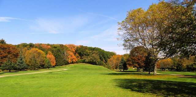 A splendid fall day view from a fairway at Petrifying Springs Golf Course.