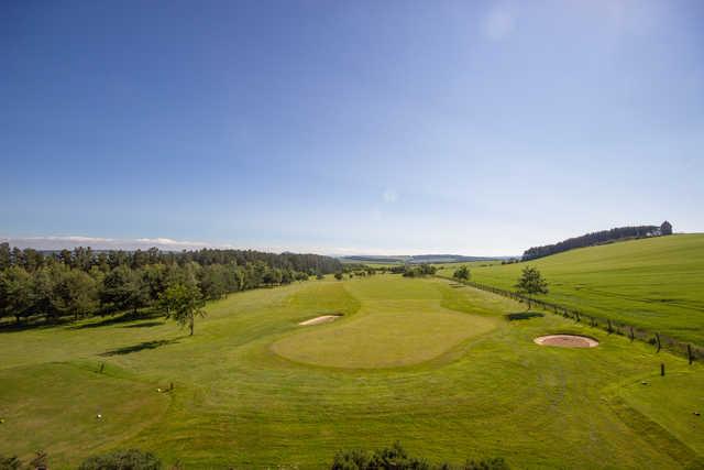 Aerial view of a green at Lilliardsedge Golf Course.