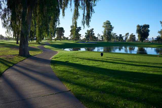 A view of a tee at Grand Canyon University Golf Course.