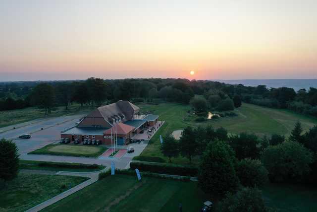 Aerial view of the clubhouse at Park Wood Golf Club.