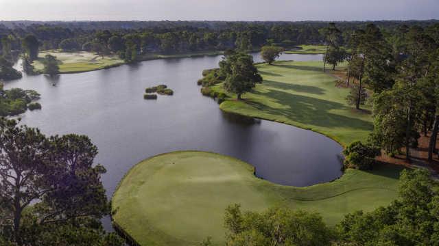 Aerial view of the 18th green at The Heritage Club.