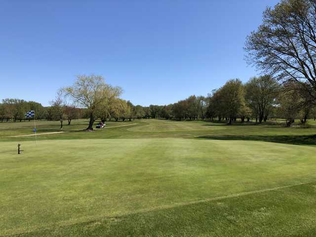 Looking back from a green at Norwood Country Club.