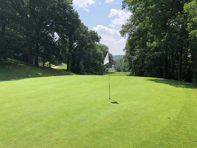 Looking back from the 2nd green at Stoneham Oaks Golf Course.