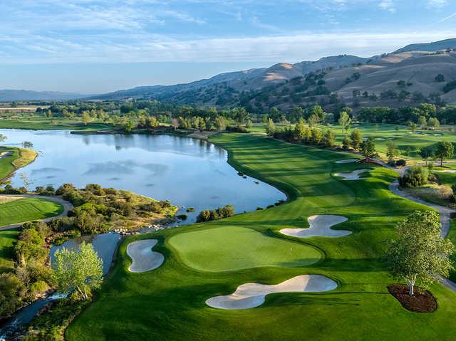 View of the 18th hole at Yocha Dehe Golf Club.