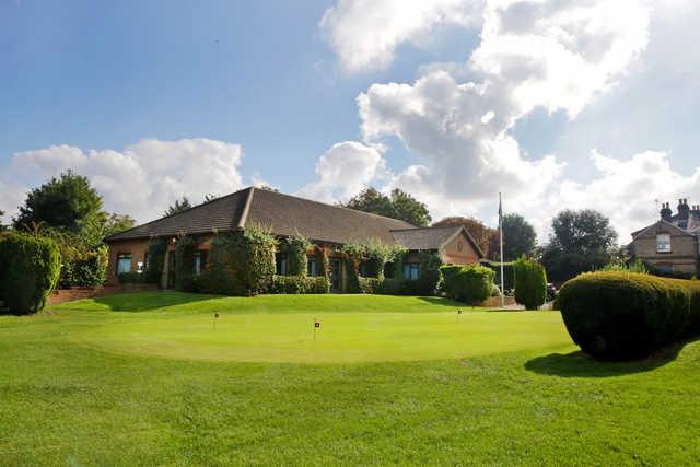A view of the clubhouse and putting green at Datchet Golf Club.