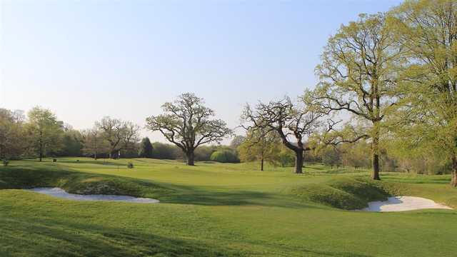 A view of a well protected hole at Donnington Grove Country Club