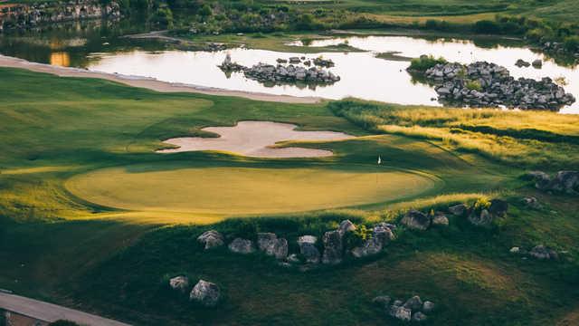 Aerial view of the 13th green from The Quarry Golf Course.