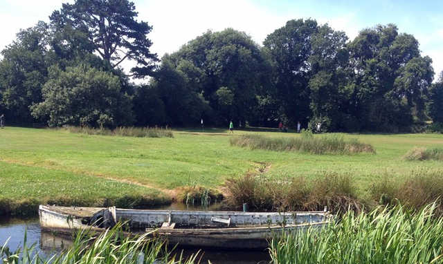 A view of a hole at Oak Meadow Golf Club.