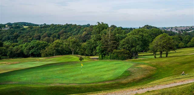 A view of a green at Okehampton Golf Club.
