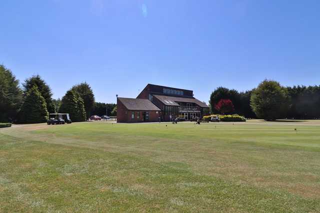 A view of the clubhouse and putting green at Boothferry Golf Club.