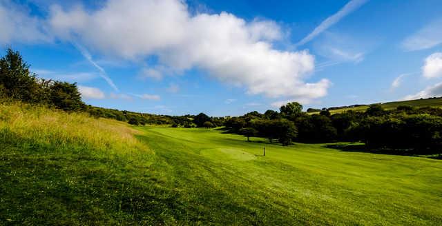 A view of a tee at Brighton & Hove Golf Club.