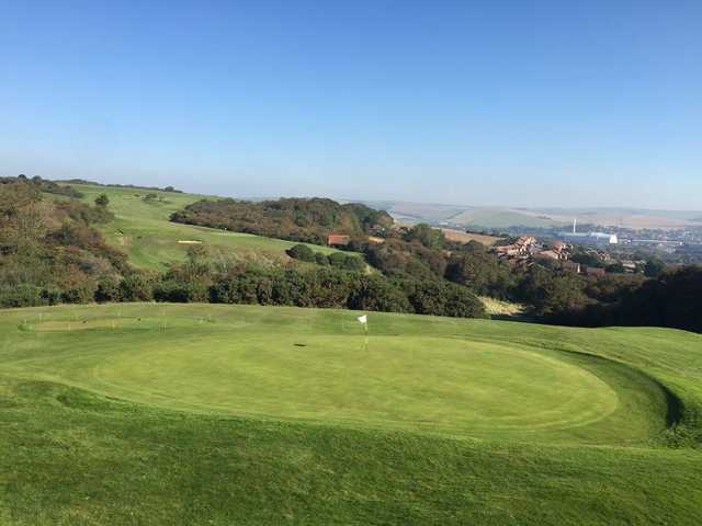 A sunny day view of a hole at Peacehaven Golf & Fitness.