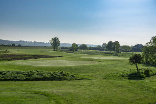 A view of two greens at Castle Point Golf Course.