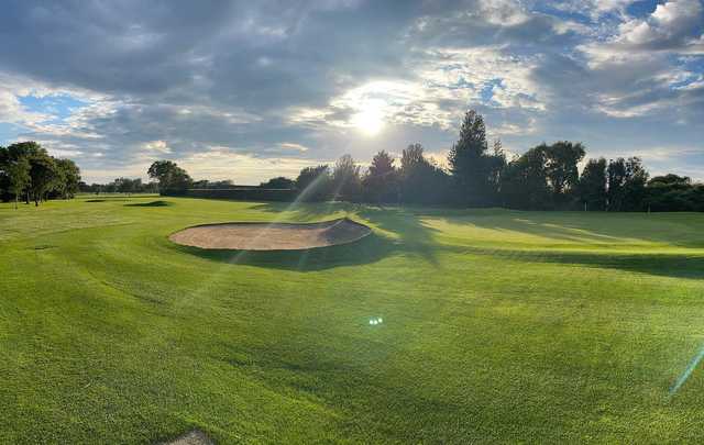 An evening view of a green at Clacton-on-Sea Golf Club.