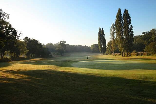A view of a hole at Uxbridge Golf Course from Harefield Place Golf Club.