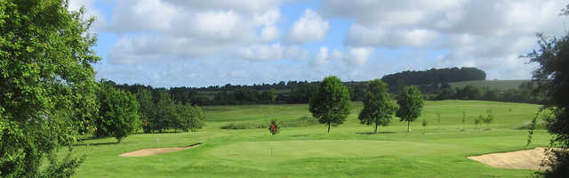 A view of a well protected green at Hampshire Golf Club.