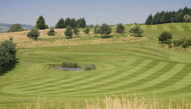 A view of a hole at Leas Course from Etchinghill Golf Club.