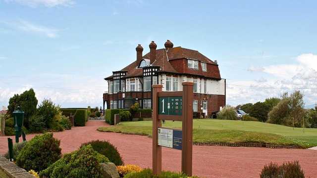 A view of the clubhouse and practice putting green at Blackpool North Shore Golf Club.