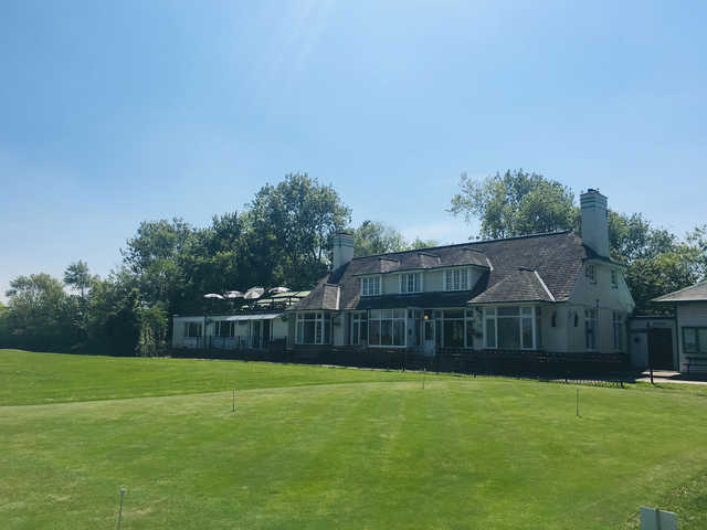 A view of the clubhouse and putting green at Stanley Park Course from Blackpool Park Golf Club.